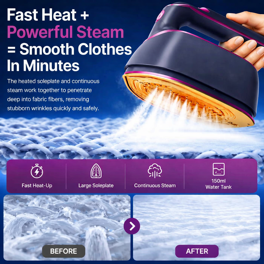 2-in-1 Steam Iron & Clothes Steamer